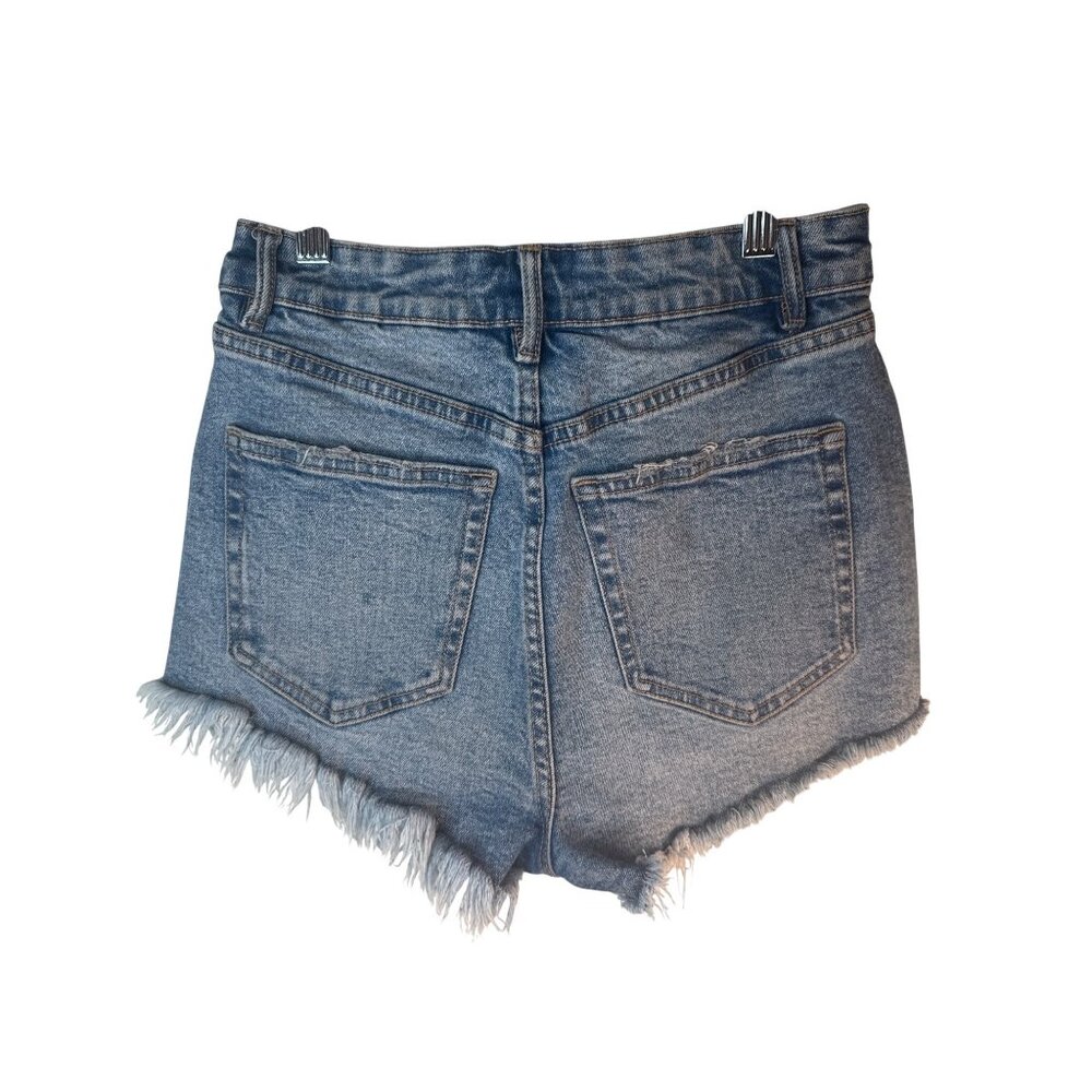 2/$30 ZARA Size 4 Light Blue High-Waisted Distressed Denim Shorts - Picture 8 of 11